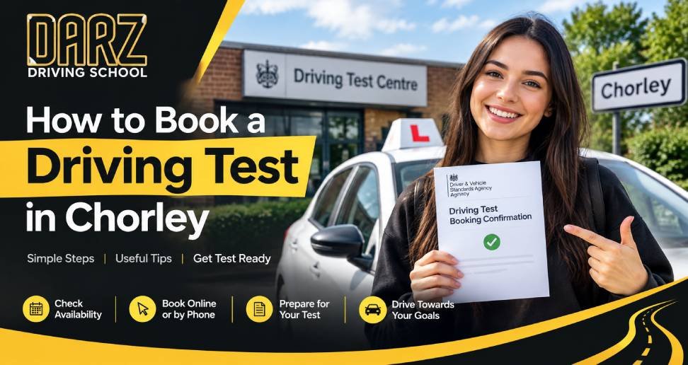 Learn how to book a driving test in Chorley, choose the right test date and prepare with professional driving lessons and test preparation from Darz Driving School.